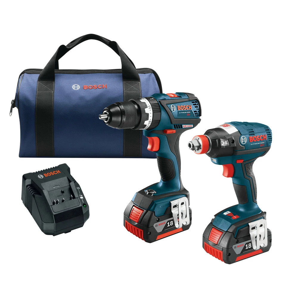 Bosch CLPK251-181 18V 4.0 Ah Cordless Lithium-Ion EC Brushless Impact Driver And Drill Driver Combo Kit 1 Bosch CLPK251-181 18V 4.0 Ah Cordless Lithium-Ion EC Brushless Impact Driver And Drill Driver Combo Kit