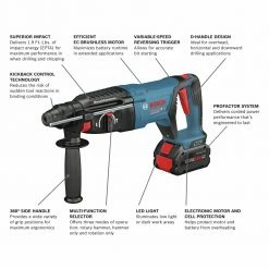 Bosch GBH18V-26DK24 Bulldog 18V EC Brushless Lithium-Ion 1 In. Cordless SDS-plus Rotary Hammer Kit With 2 Batteries (8 Ah) -Bosch Sales Shop bshngbh18v 26dk24 c