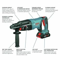Bosch GBH18V-26DK25 Bulldog 18V EC Brushless Lithium-Ion 1 In. Cordless SDS-plus Rotary Hammer Kit With 2 Batteries (4 Ah) 15 Bosch GBH18V-26DK25 Bulldog 18V EC Brushless Lithium-Ion 1 In. Cordless SDS-plus Rotary Hammer Kit With 2 Batteries (4 Ah) -Bosch Sales Shop bshngbh18v 26dk25 c