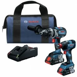 Bosch GXL18V-224B25 18V 2-Tool 1/2 In. Hammer Drill Driver And 2-in-1 Impact Driver Combo Kit With (2) CORE18V 4.0 Ah Lithium-Ion Batteries