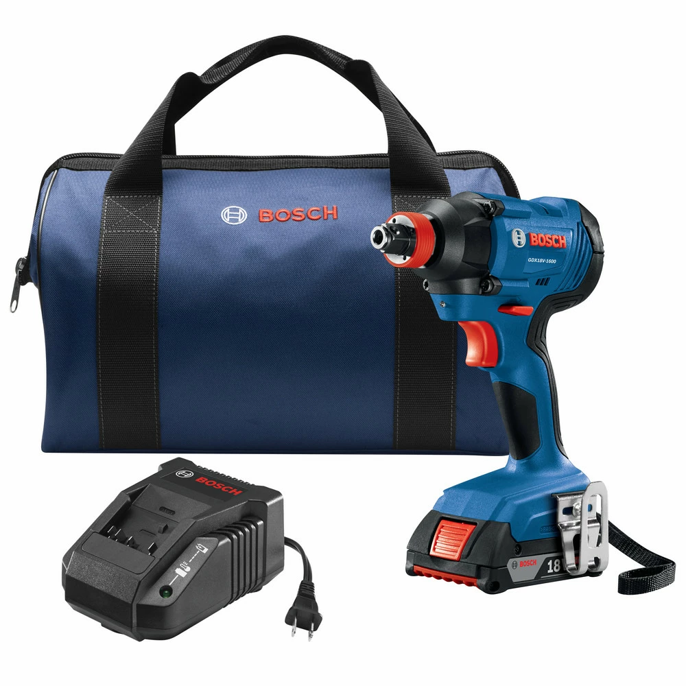 Factory Reconditioned Bosch GDX18V-1600B12-RT 18V Freak Lithium-Ion 1/4 In. And 1/2 In. Cordless Two-In-One Bit/Socket Impact Driver Kit (2 Ah) 1 Factory Reconditioned Bosch GDX18V-1600B12-RT 18V Freak Lithium-Ion 1/4 In. And 1/2 In. Cordless Two-In-One Bit/Socket Impact Driver Kit (2 Ah)