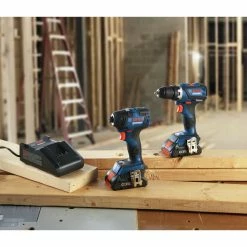 Factory Reconditioned Bosch GXL18V-238B25-RT 18V Compact Tough Connected-Ready EC Brushless Lithium-Ion 1/2 In. Cordless Drill Driver / 1/4 In. Hex Impact Driver Combo Kit With 2 Batteries (4 Ah) -Bosch Sales Shop bshrgxl18v 238b25 rt e