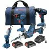 Factory Reconditioned Bosch GXL18V-496B22-RT 18V Lithium-Ion Cordless 4-Tool Combo Kit (2 Ah)