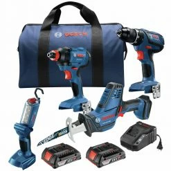 Factory Reconditioned Bosch GXL18V-496B22-RT 18V Lithium-Ion Cordless 4-Tool Combo Kit (2 Ah)